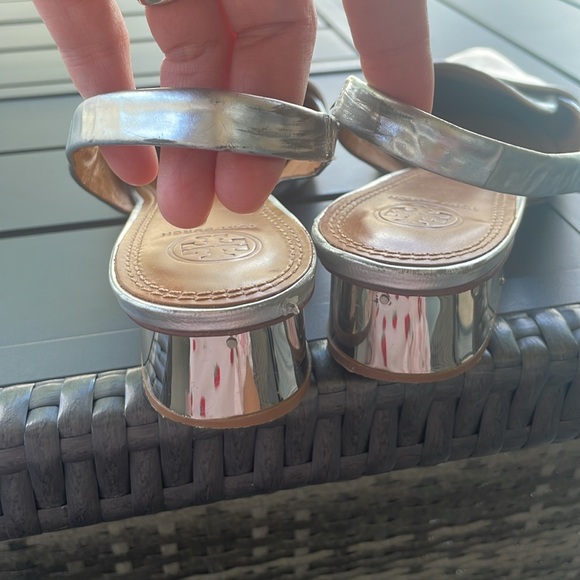 Tory Burch silver slingback block heels - Picture 6 of 12